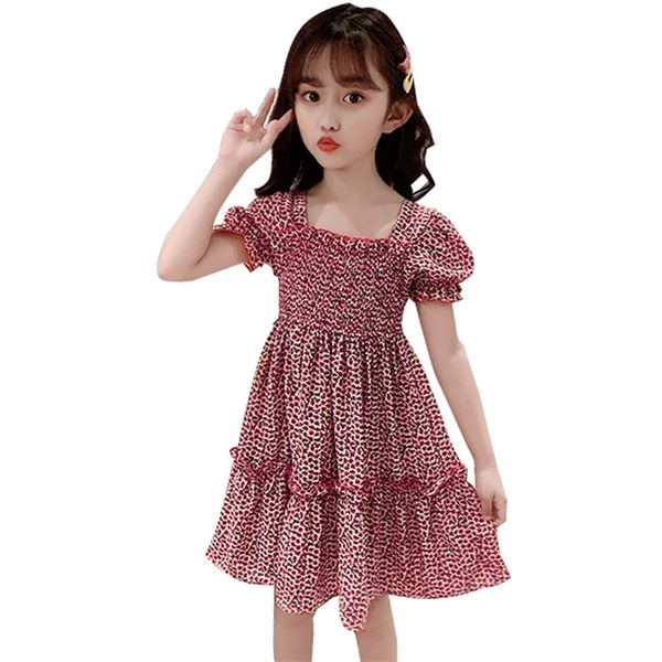 

kids dresses for girls floral pattern summer children party dress casual style costumes 210528, Red;yellow