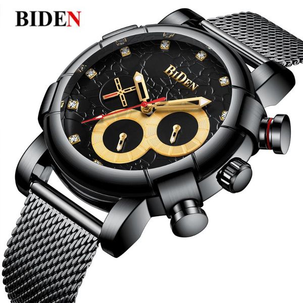 

wristwatches biden fashion sport chronograph quartz watch men mens watches business wristwatch male clock relogio masculino, Slivery;brown