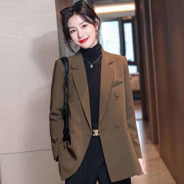 

women's suits & blazers fashion blazer women classic double breasted jackets solid female office lady work suit coat slim fit outerwear, White;black
