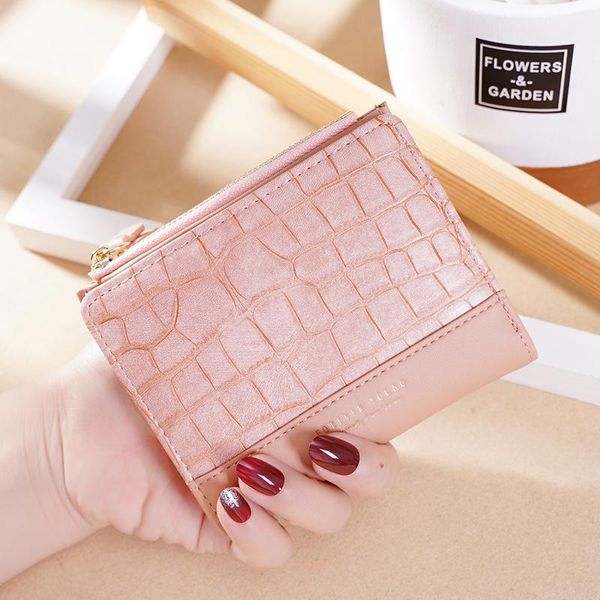 

wallets 2021 fashion women's wallet for woman zipper mini coin purse ladies small female leather card holder, Red;black