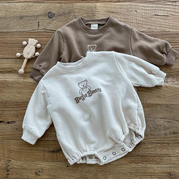

rompers 2021 autumn baby boy bodysuit cute bear print long sleeve infant jumpsuit born onesie girl clothes 0-24m, Blue
