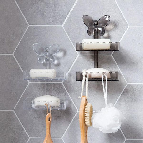 

soap dishes practical holder with sucker wall mounted sponge storage rack draining organizer kitchen accessories