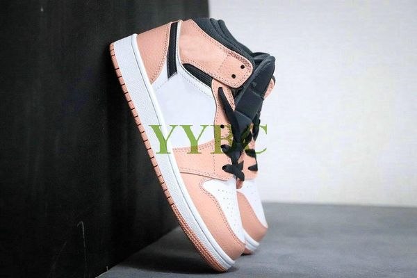 

1 mid pink athletic designer quartz mens white pink black shoes outdoor sports sneakers 1s og pink woman chaussures trainers, White;red