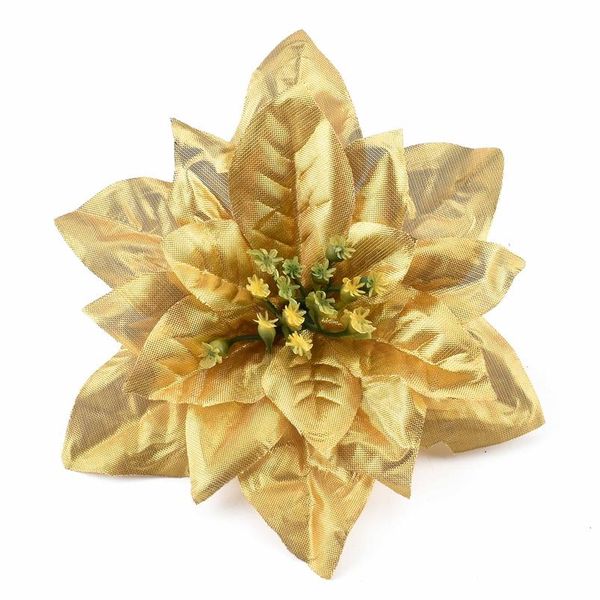 3pcs / 15cm grandi teste di fiori artificiali in oro, argento, rosa rossa per la decorazione domestica di nozze fai da te albero di natale seta jllOVy