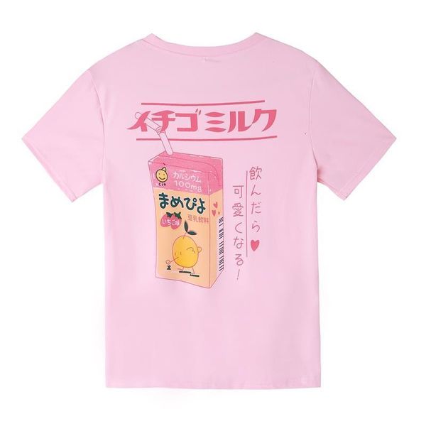 

kpop summer fashion kawaii milk box printing women short sleeve t-shirts casual lovely heart print harajuku sweet drop ship, White