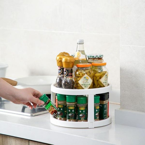 

kitchen storage & organization double-layer rotating seasoning rack supplies space-saving