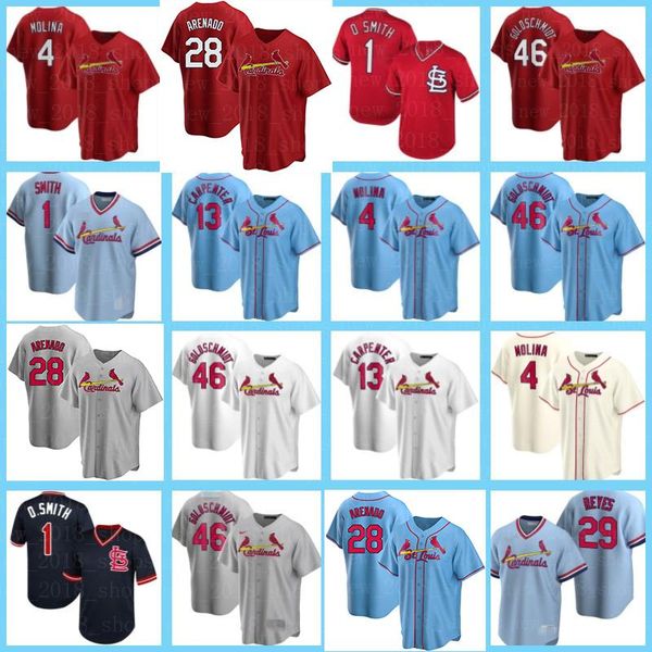 

28 nolan arenado st. louis cardinals jersey 4 yadier molina 46 paul goldschmidt ozzie smith baseball matt carpenter edman paul dejong, Blue;black