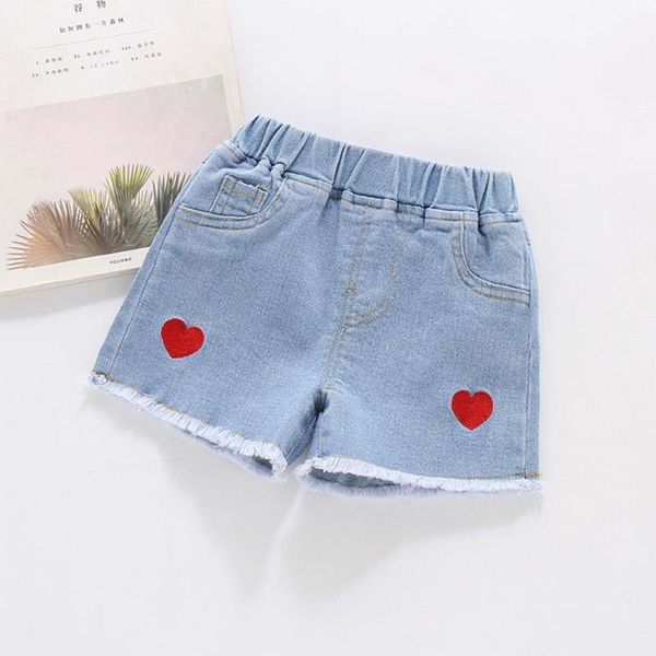 Jeans meninas curtas coração padrão bebê verão criança menina roupas