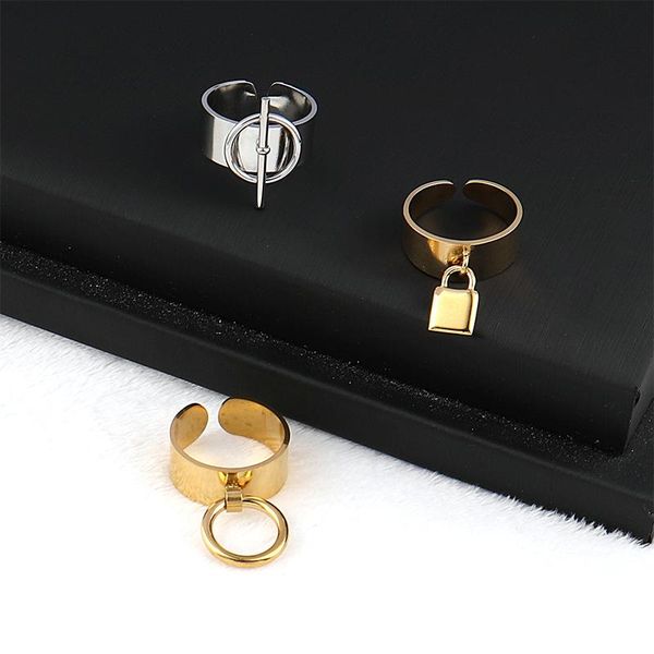 

wedding rings stainless steel thick chunky statement chains for women minimalist unique design ot ring street style ins wholesale, Slivery;golden