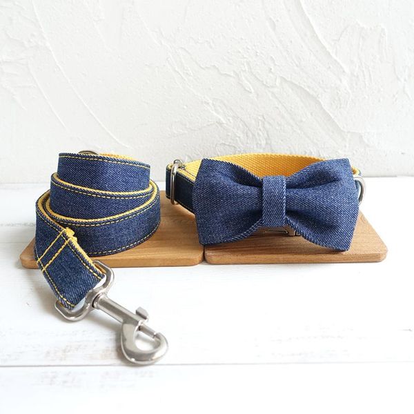 

dog collars & leashes custom engraved yellow jean collar leash pet tag nylon puppy cat name phone id for small large dogs