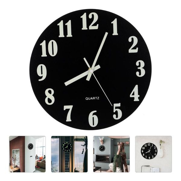 

wooden wall clock luminous round shape hanging clock decoration battery