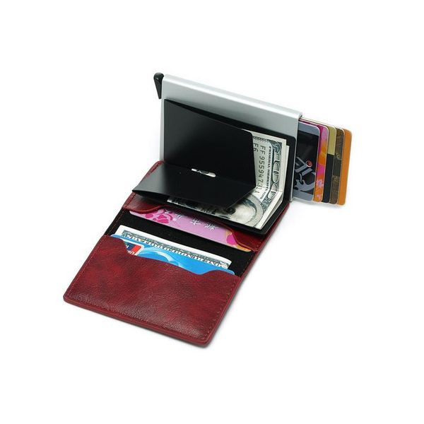 

bycobecy security information aluminum metal purse antitheft men vintage credit card holder blocking rfid wallet qylfmq