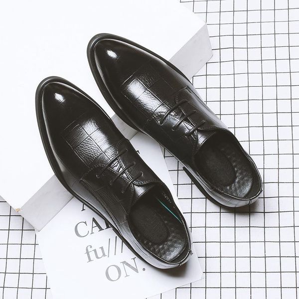 

2021 men's busins drs leather sho korean fashion casual, Black