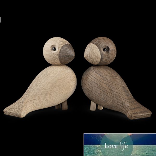 Dinamarquês Presentes Madeira Lovebird Figurines Natureza Carvalho De Madeira Pássaros Colorido Estátua Animal Figura Home Decoração Acessórios 1 Set New Factory Preço Especialista Design