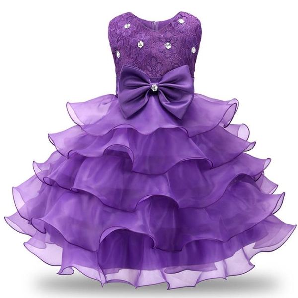 

girl's dresses 2021 princess flower girls dress wedding birthday party kids for children's performance dance 3-8y, Red;yellow