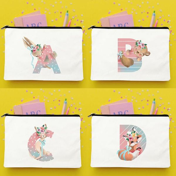 

storage bags animal letter women cosmetic canvas make up case travel toiletries organizer female wash pouch students pencil bag