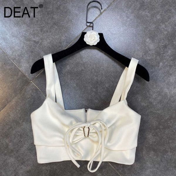 

deat summer arrivals solid color bow lace decoration sling vest zippers bra fashion mz667 210709, White