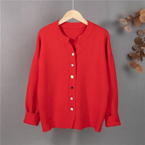 

women's knits & tees yizzhoy 2021 vintage autumn winter sweaters fashionable elegant cardigans wild oversized knitwear, White