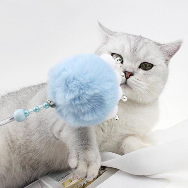 

cat toys pet kitten plush ball bell beads teaser playing stick wand interactive toy