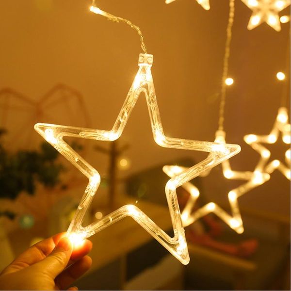

2.5m led fairy star curtain string lights wedding birthday party garland lamp new year tree decorations for home bedrooms lamps
