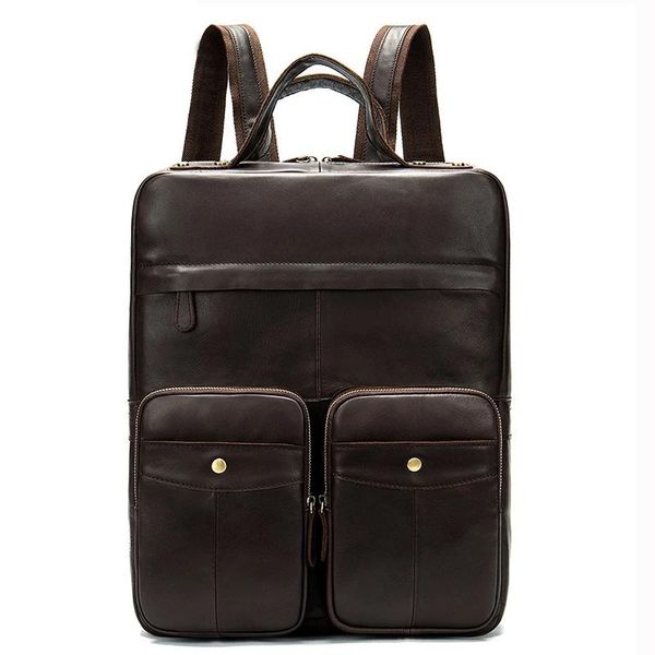 

backpack luufan men's leather school bagpack genuine lapfor men travel backpacks teenager bags