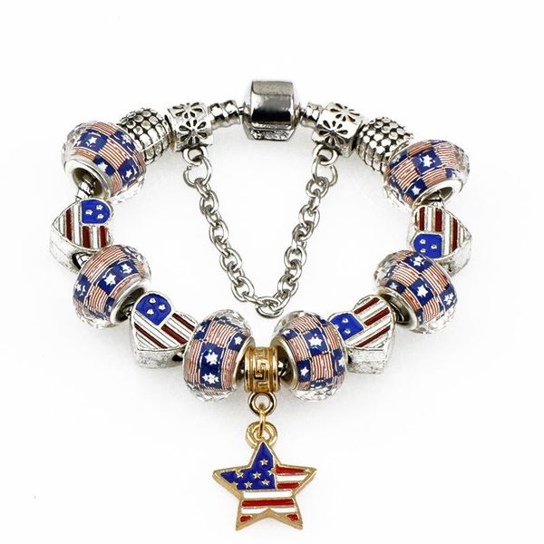 

link, chain charms flags star beads braceles fits european bracelets & bangles diy jewelry with bag, Black