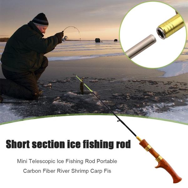 

boat fishing rods ice rod pole winter fish tackle outdoor wooden handle river shrimp carp portable easy carrying