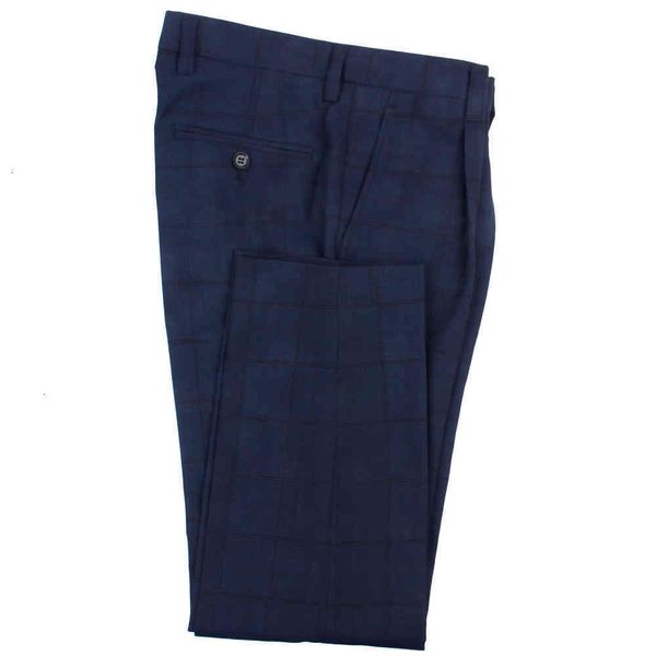 

men's pants plaid men custom made sim fashion trousers midnight blue check dress checked business casual elegan da1g, Black