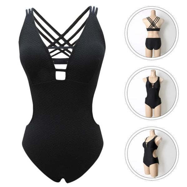

women's swimwear 1pc one piece bathing suit cozy for (black), White;black