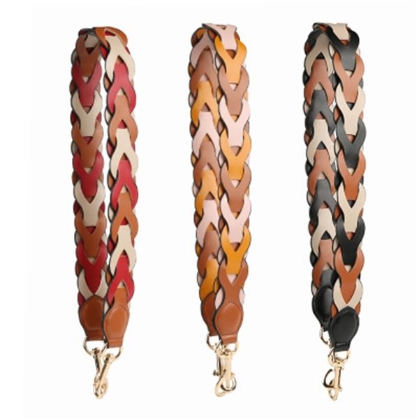 

fashion leather wide bag cross pattern weave adjustable shoulder cross-body leather wide shoulder strap high-quality accessories c0225, Black