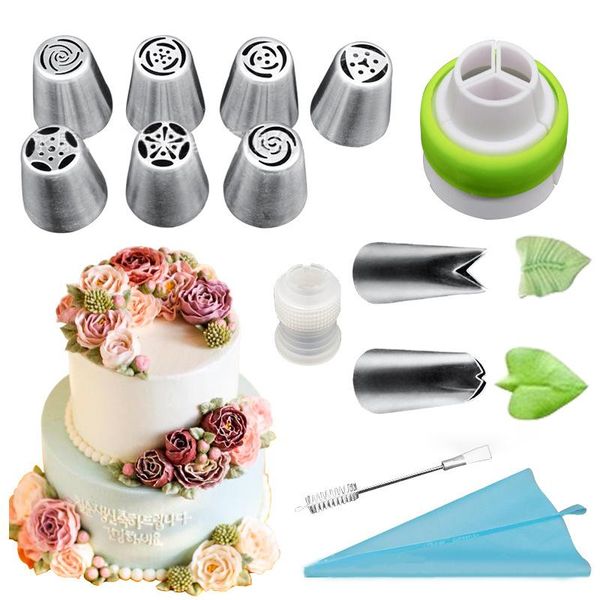 

baking & pastry tools 13pcs/set icing piping nozzles set stainless steel flower cream tips bag cupcake diy cake decorating
