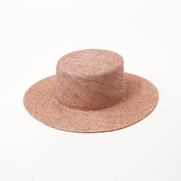 

2021 new fashion solid panama hats for women pink beach hat precious grass summer flat vacation cap wholesale dropshipping dj95, Blue;gray