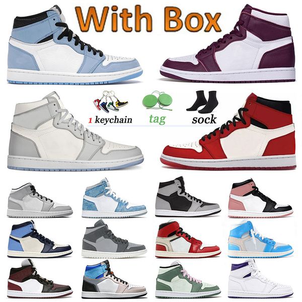 

aaa+ quality jumpman 1 high og joden basketball shoes university blue banned women shadow bordeaux obsidian casual1s sneakers white prototyp, White;red