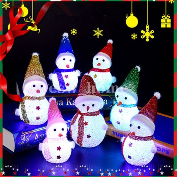 Christmas luminous chapéu boneco de neve eva partículas conduziu colorido colorido mudança luz noite xmas pingente presente