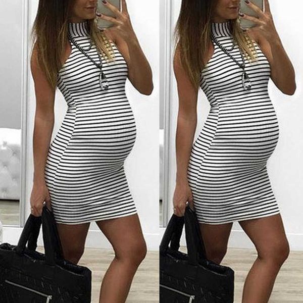 Roupas de maternidade sem mangas vestidos verão novo moda mulheres grávidinas enfermagem bebê para stripe de maternidade sexy mini vestido q0713