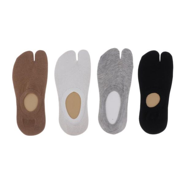 

1 pair socks mens women tabi split 2 toes flop socks low cut cotton boat, Black;white