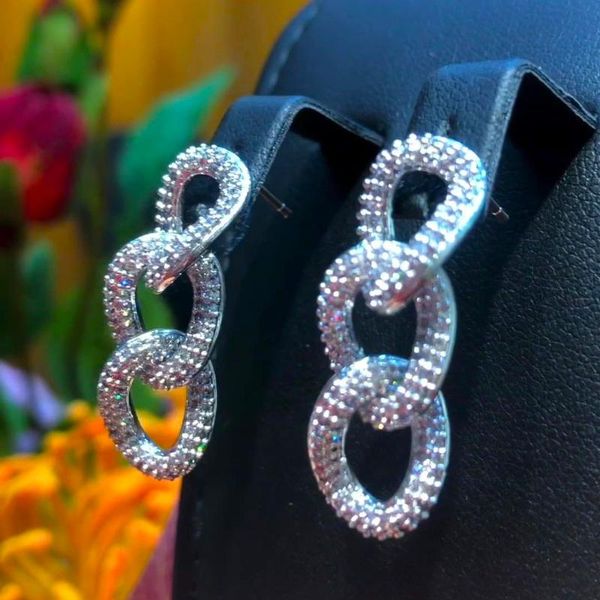 

dangle & chandelier soramoore 28mm luxury circle cross earrings trendy cubic zircon wedding engagement party gold for women, Silver
