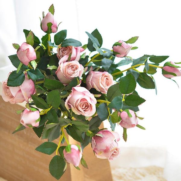 

decorative flowers & wreaths 66cm high imitation bulgarian rose silk fake plastic branches with leaves home decoration accessories wedding p