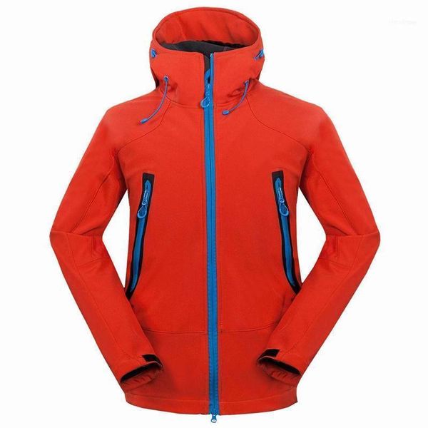 

men hiking windbreaker autumn winter windproof waterproof warm hooded fleece jackets outdoor camping climbing soft shell coats1, Blue;black