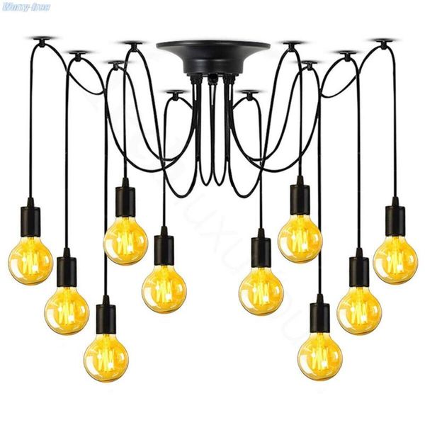 

10/12 heads vintage pendant ceiling industrial chandelier light retro spider lamp