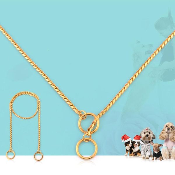 

dog collars & leashes 1pc collar metal training snake chain for dogs @ls