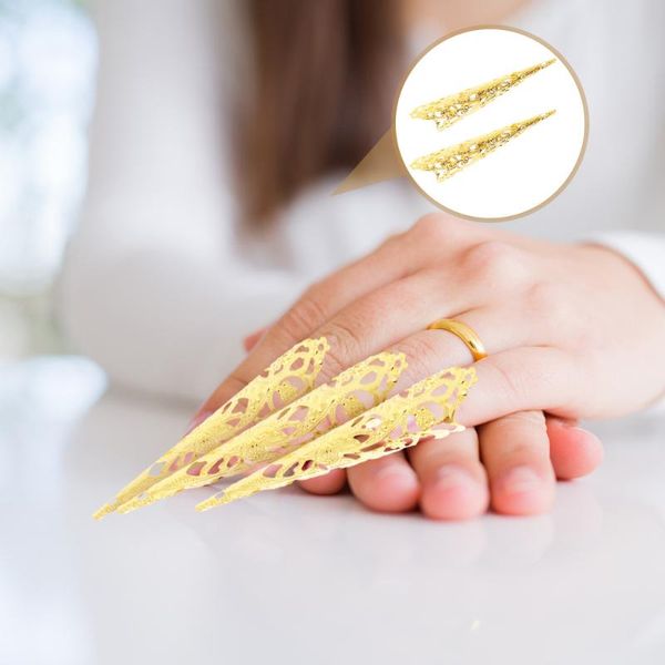 

false nails 8pcs ancient fingernail claw nail rings set costume props for, Red;gold