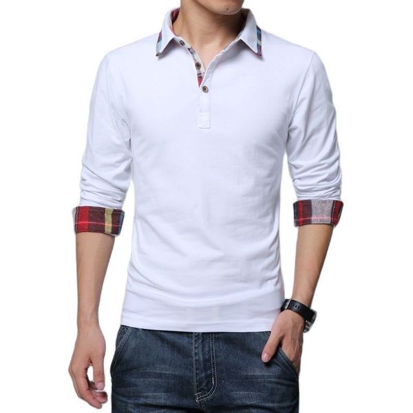 

arcsinx brand polo shirt men spring long sleeve casual men tee shirt large size 5xl 4xl 3xl cotton mens polo shirts man clothes 210308, White;black