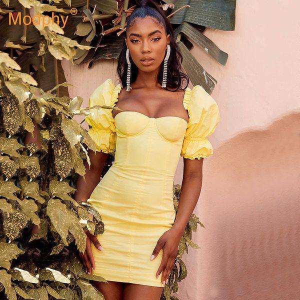 

autumn fashion elegant women's dress yellow short sleeve bodycon mini club celebrity evening party vestidos 210527, Black;gray