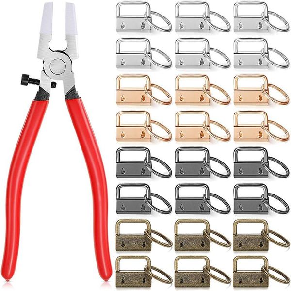 

hooks & rails keychain hardware for wristlet keychain, key lanyard making supply fob install, 4 color