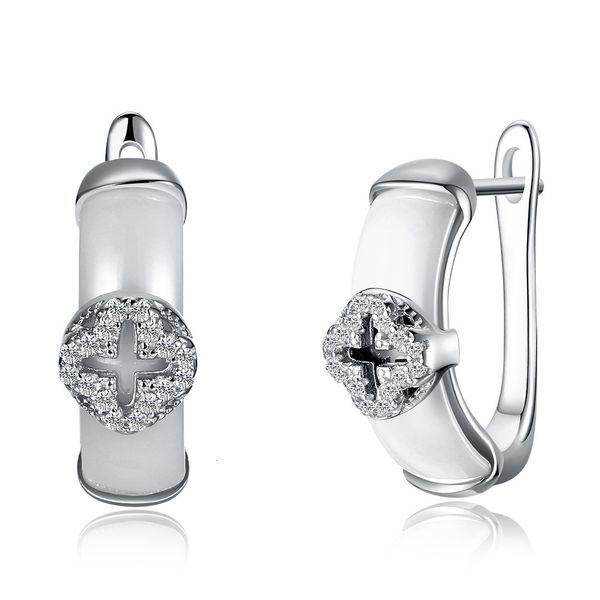 

fashion trendsetter s925 pure tremella button popular ceramic cross inlaid diamond earrings sh-ce030, Golden