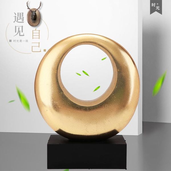 

2021 new resin crafts golden round home decoration creative ornaments european gifts