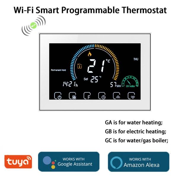 

smart home control wi-fi tuya programmable thermostat voice app backlight lcd water/ gas boiler heating thermoregulator bht 8000 gc
