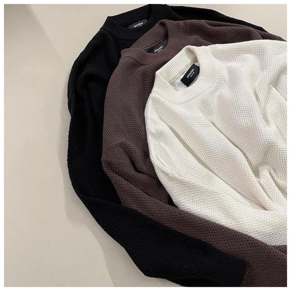 

men's sweaters represent 2021 autumn pure color retro high street trendy pullover coat coarse wool sweater oversize loose women's, White;black