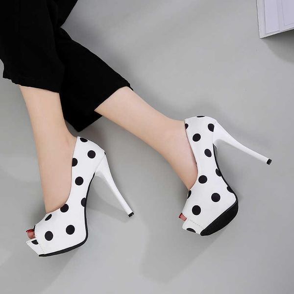 

dress shoes 2021 fish waterproof platform high heel thin dot sweet silk satin shallow mouth single shoe, Black